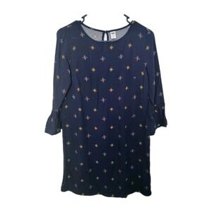 Old Navy Long Sleeve Woven Shift Navy Georgetown Maxi Dress Petite XS Rayon